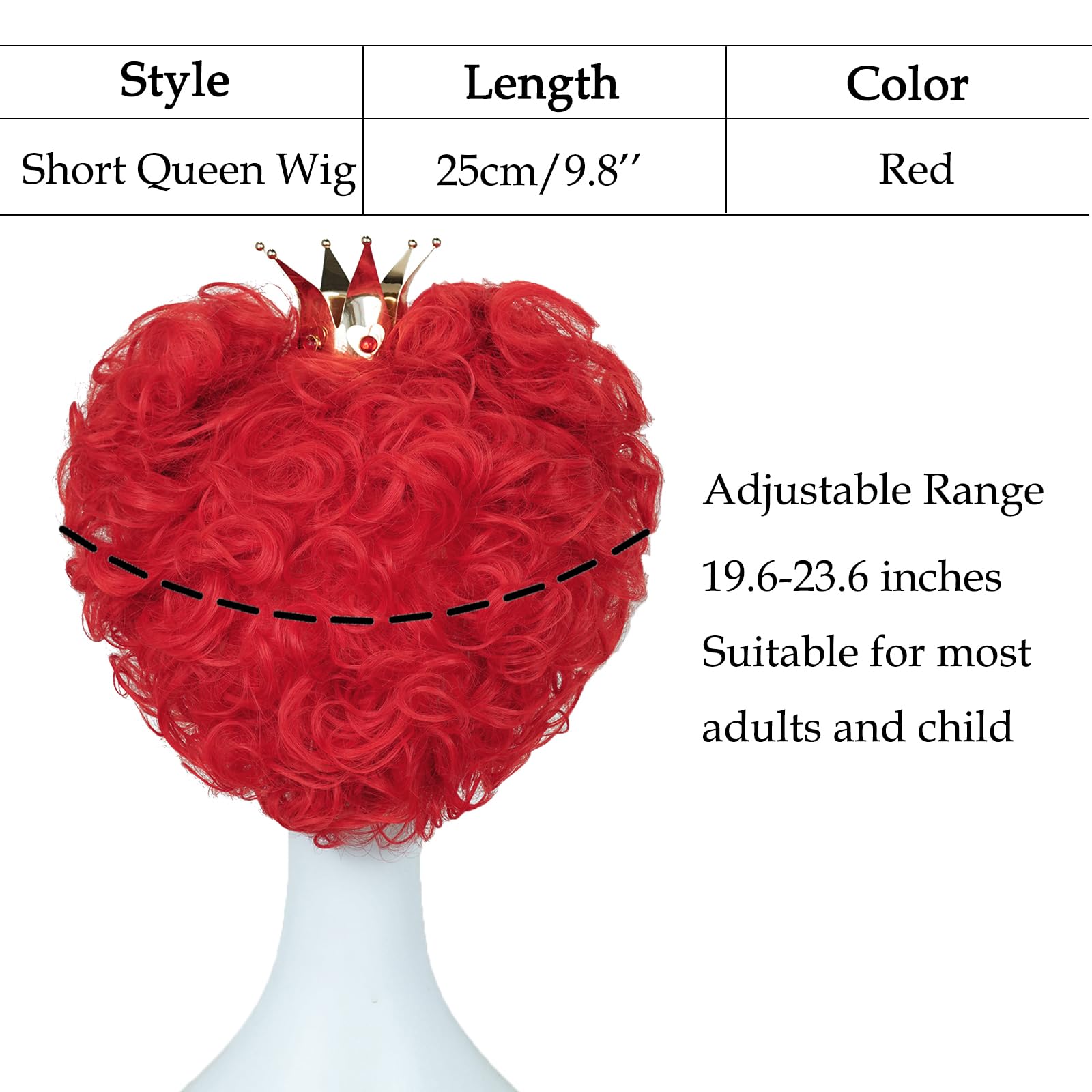 Probeauty Red Curly Cosplay Wig with Crown - Synthetic Anime Queen Wig for Halloween & Costume Parties - Includes Wig Cap - Perfect for Cosplay, Anime Conventions & Themed Events