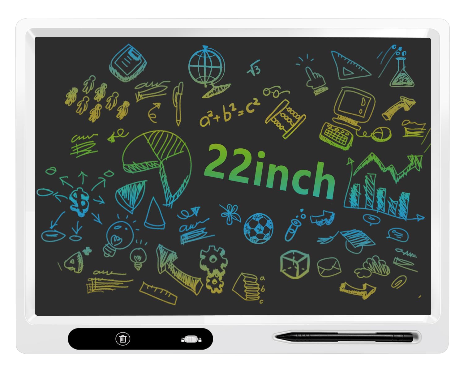 22 Inch LCD Writing Tablet - Colorful Doodle Drawing Board for Kids & Adults, Reusable Digital Notepad for Office, School & Home Use