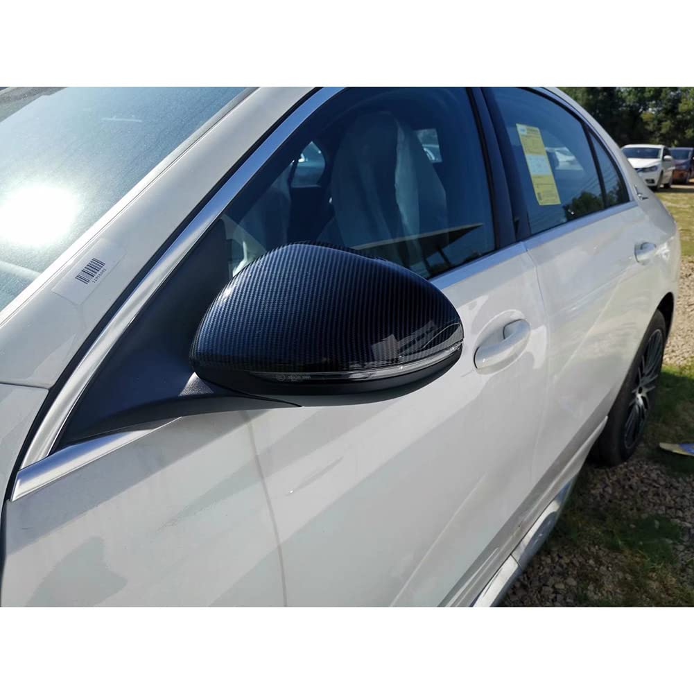 Mercedes-Benz C-Class C300 C200 C220d AMG Rear View Mirror Cover 2022-2023 - ABS Carbon Fiber Pattern Mirror Guard Trim - Perfect for Car Protection & Style Enhancement