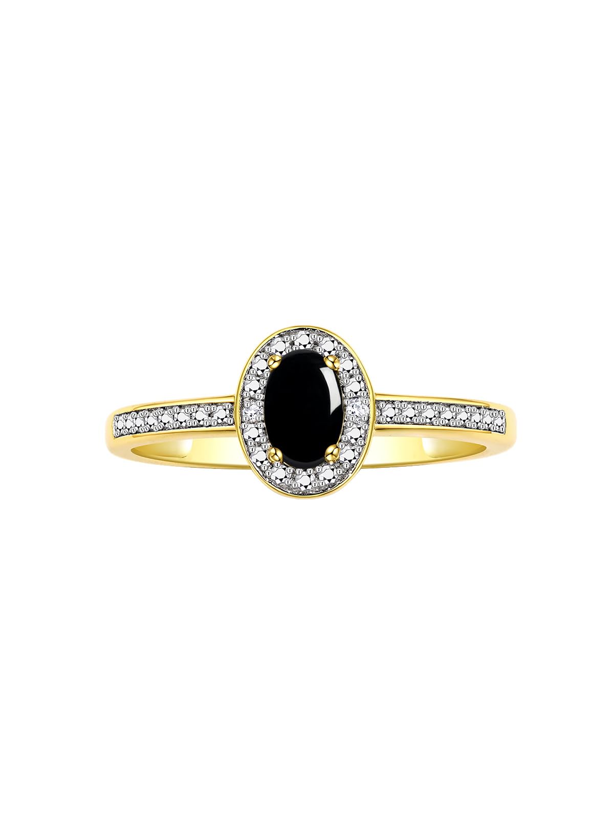 RYLOS 14K Gold Plated Sterling Silver Halo Genuine Diamond Birthstone Ring for Women - Oval 6X4MM Gemstone Jewelry, Size 5-10 | Anniversary Gift, Valentine's Day Present, Bridal Party Accessory
