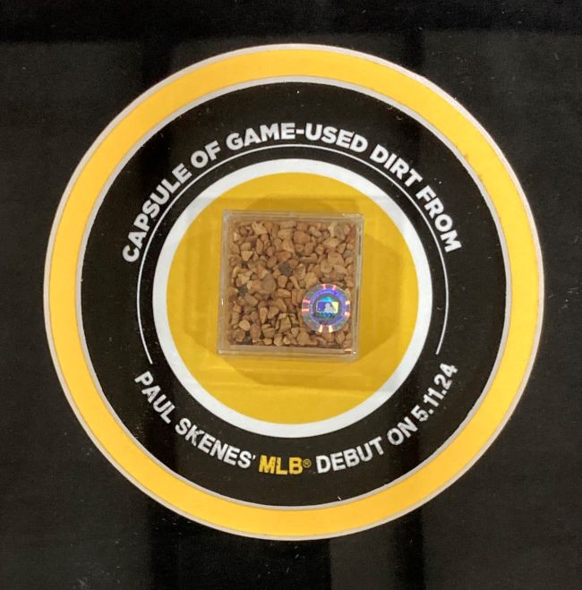 Paul Skenes Framed Pittsburgh Pirates MLB Debut Collage with Authentic Game-Used Dirt - Perfect for Baseball Fans, Sports Memorabilia Collectors, and Home/Office Decor