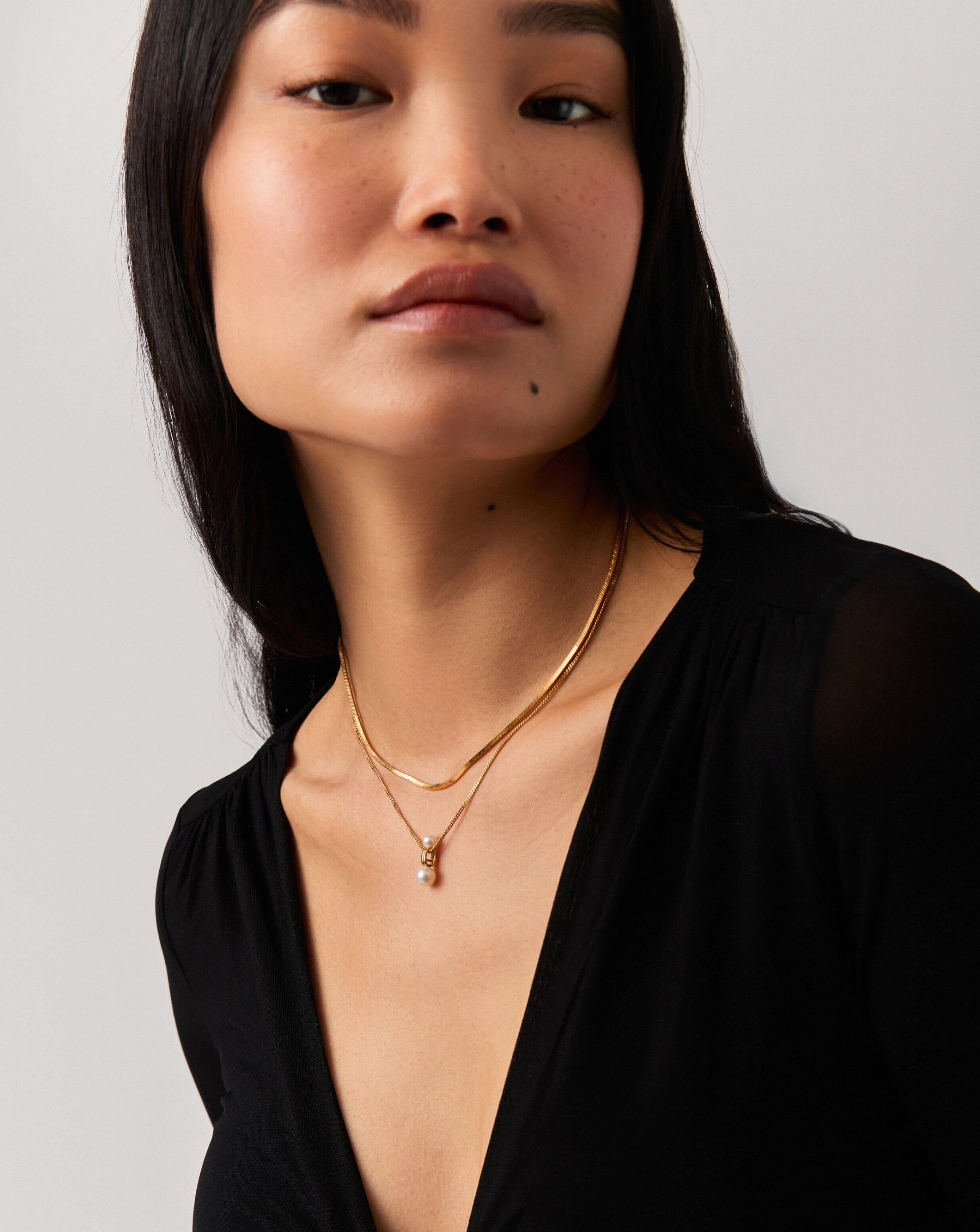 Pearl Ridge Pendant Chain Necklace - 18k Gold Plated Vermeil with Genuine Pearl | Elegant Jewelry for Women, Perfect for Weddings, Parties & Special Occasions
