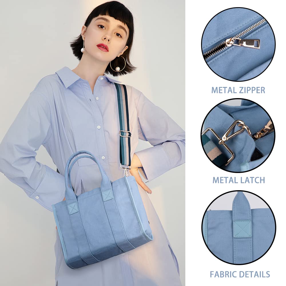Stylish Canvas Tote Bag for Women - Durable Crossbody & Top Handle Handbag - Perfect for Work, Travel & Shopping (Black/Beige)