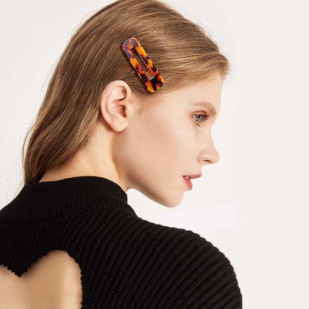 Fashion Acrylic Hair Clips for Women - 12PC Non-Slip Large Barrettes, Geometric Resin Alligator Hair Clips - Hair Accessories for Ladies - Perfect for Parties, Weddings & Everyday Styling