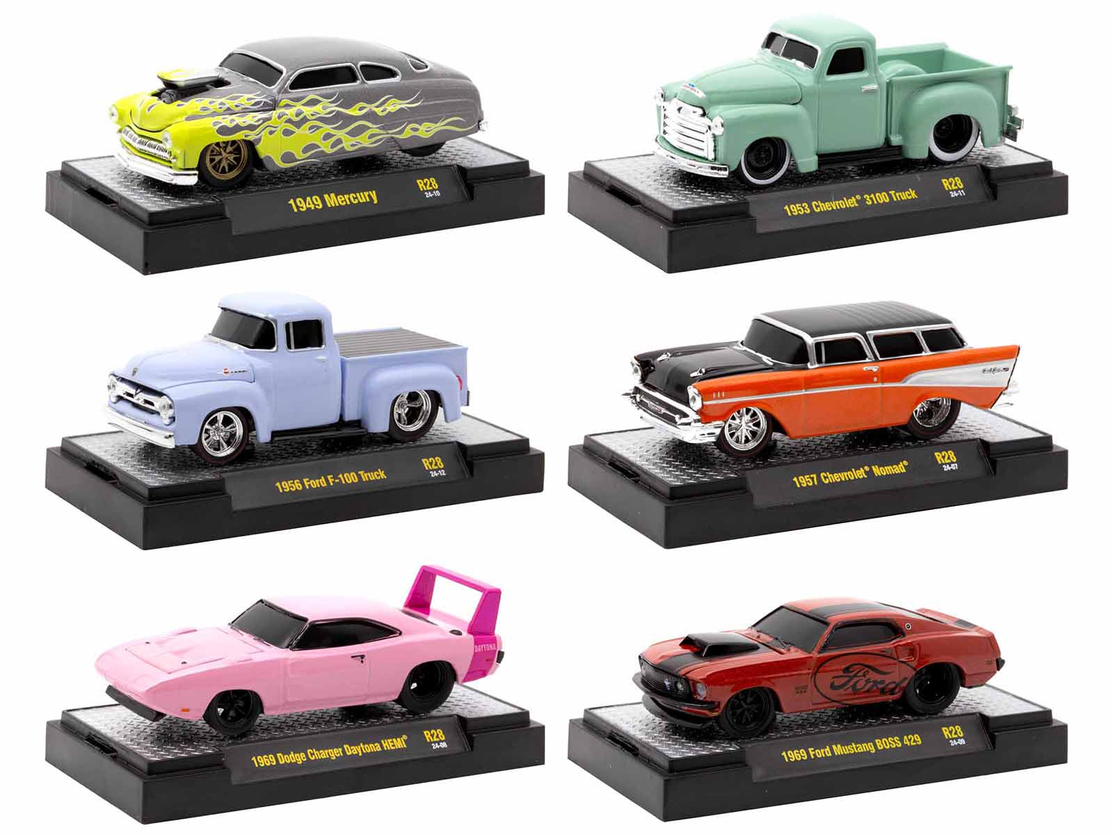 M2 Machines 1/64 Scale Limited Edition Ground Pounders 6 Car Set in Display Cases - Diecast Model Cars Collection for Display & Racing Enthusiasts