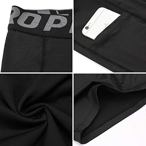 Men's Compression Running Shorts with Phone Pocket - 3 Pack Athletic Gym Yoga Shorts, Cool Dry Workout Underwear for Running, Training & Yoga