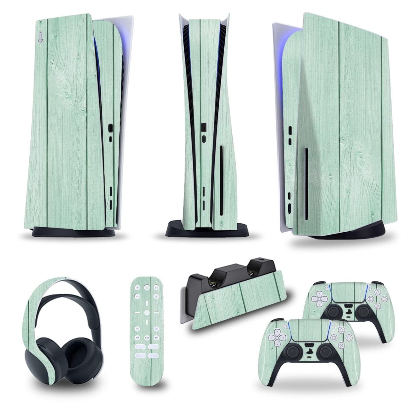 Langardirect 5-in-1 Full Set Skin Decal for PS5 Console (Disk/Digital Edition) - Vinyl Sticker Cover for PS5 Controller, Charging Station, Headset & Media Remote - Protective Decal for Gaming Setup & Entertainment Center - Perfect for PS5 Digital Version Owners