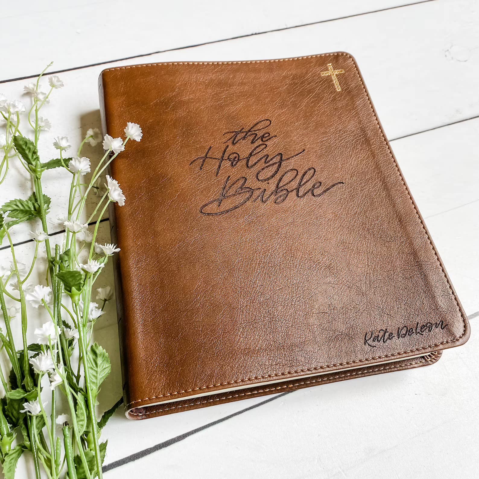 Hand Lettered & Laser Engraved NIV Journaling Bible - Personalized Christian Gift with Custom Name Engraving - Perfect for Bible Study, Prayer Journaling & Faith-Based Gifting