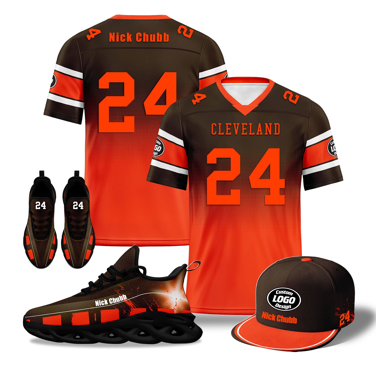 Custom Cleveland Browns Football Fan MaxSoul Shoes & Hat Combo - Personalized NFL Team Apparel Set for Men & Women - Perfect for Game Day, Tailgating, and Sports Enthusiasts