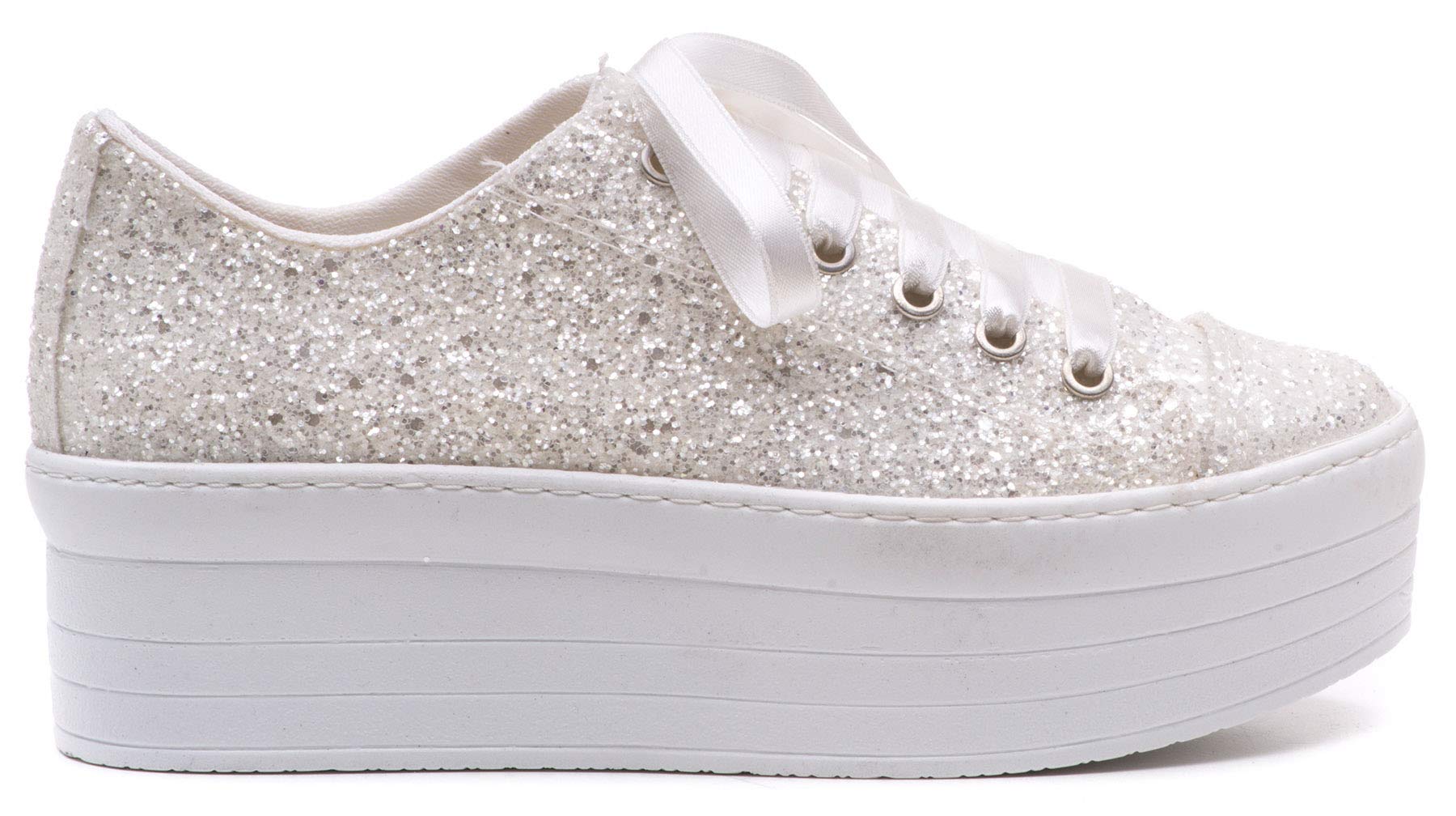 Elegant Bridal Wedding Sneakers - Personalized Lace Bride Shoes with Flat Sole Platform (Size 37 EUR / 6.5 US) - Perfect for Wedding Ceremony, Reception & Honeymoon