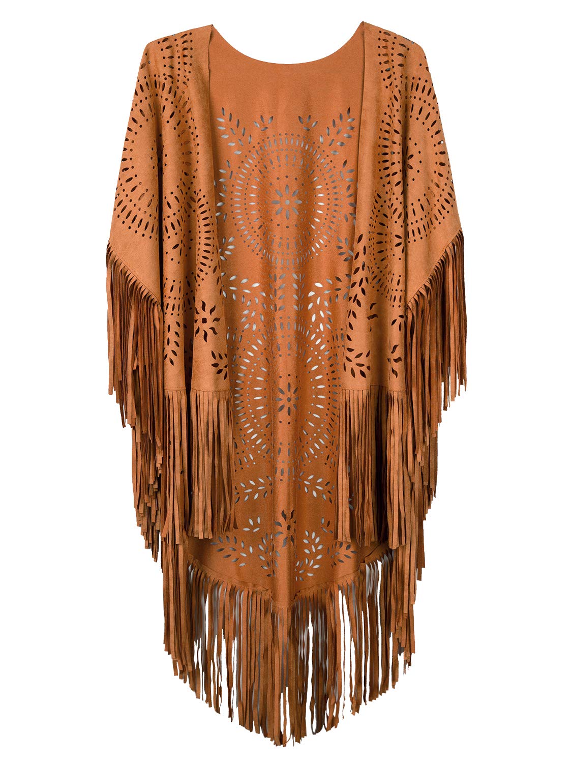 PERSUN Women's Faux Suede Kimono Cape - Asymmetrical Fringed Cover Up Shawl for Women, Lightweight Wrap Cardigan for Fall & Winter, Perfect for Parties, Weddings, and Evening Outfits