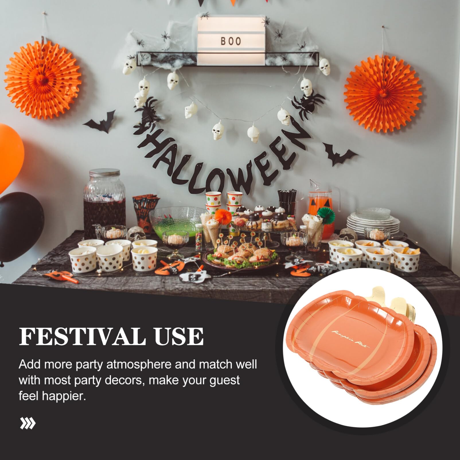 20-Pack Pumpkin Cutlery Paper Plates - Halloween Party Dinnerware, Fall Thanksgiving Disposable Dessert Plates for Cake, Fruit & Snacks - Perfect for Pumpkin-Themed Parties, Baby Showers & Autumn Gatherings