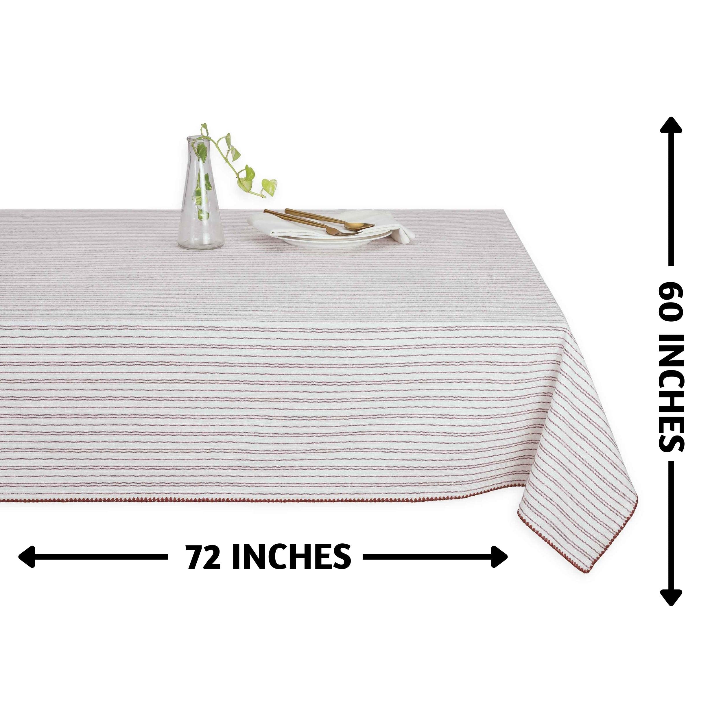 100% Cotton Rustic Tablecloth 60x72 Inches - Farmhouse & Boho Style Fall Table Décor for Dining Room, Kitchen, or Outdoor Gatherings (Withered Rose)