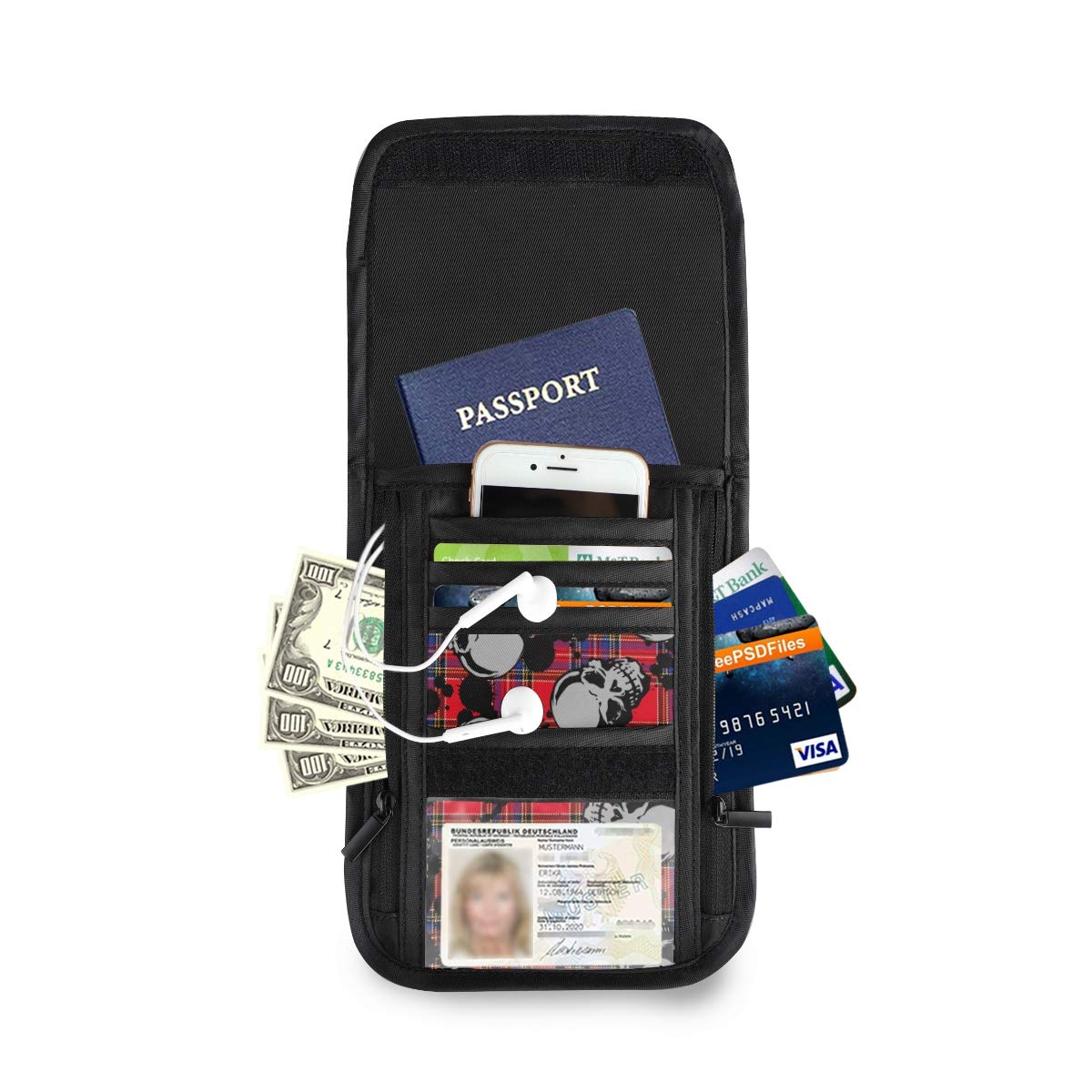 ALAZA Skull & Paint Small Crossbody Wallet Purse - RFID Blocking Phone Bag with Credit Card Slots - Passport Holder for Women - Perfect for Travel, Concerts & Daily Use