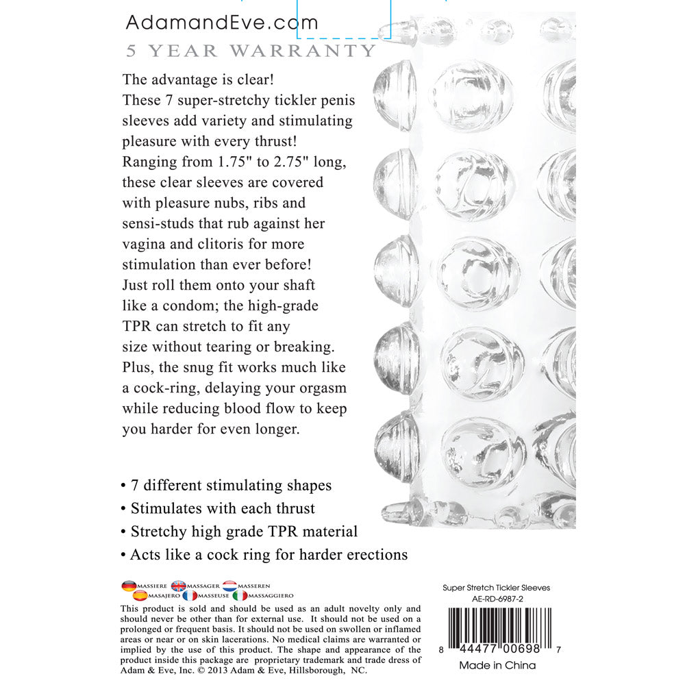 Adam & Eve Super Stretch Tickler Sleeves - Soft & Flexible Sensory Toy for Couples & BDSM Play - Perfect for Sensual Massage & Intimate Exploration