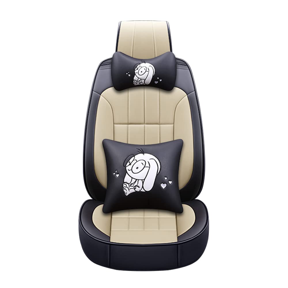 Premium Leather Car Seat Covers for Dodge Nitro - 5-Piece Set with Cushion & Patterned Pillows (Beige) | Durable Auto Seat Protectors for Comfort & Style | Perfect for Road Trips, Daily Commutes & Family Adventures
