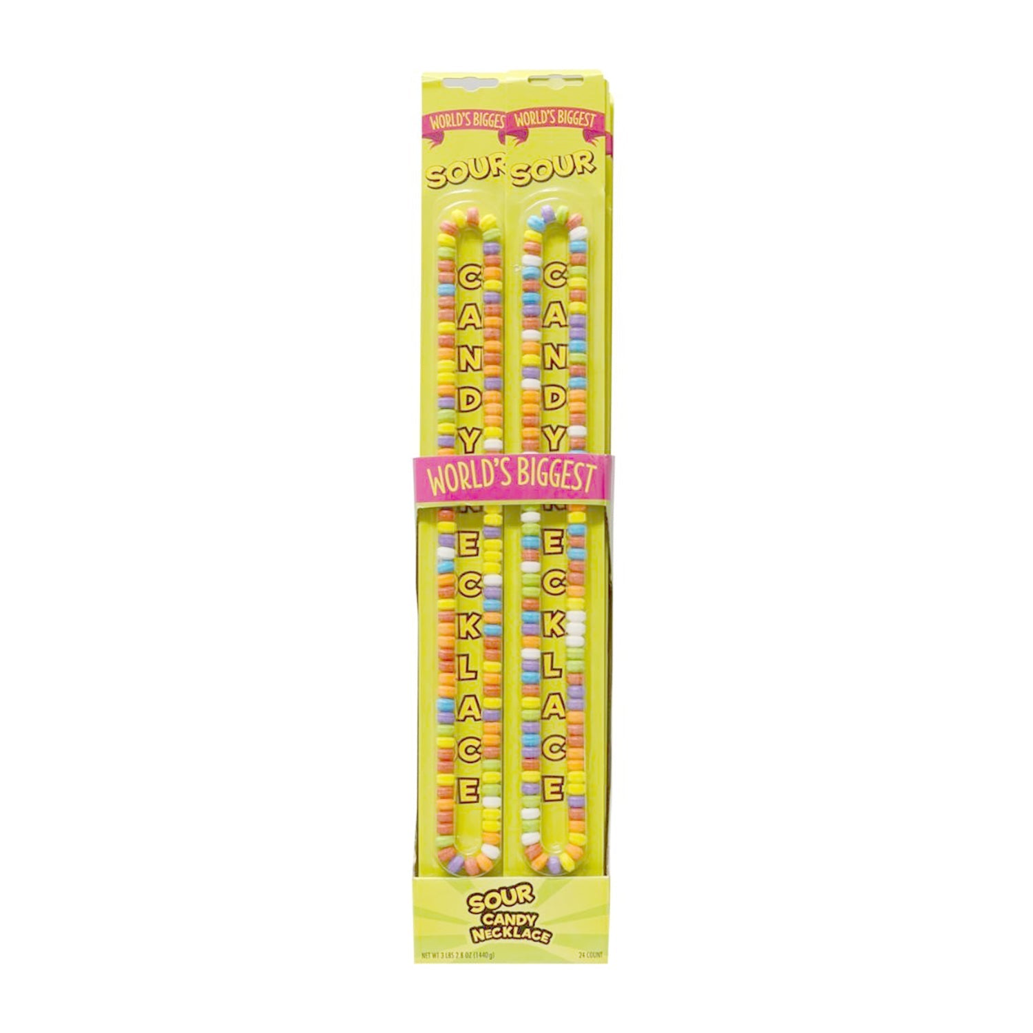Koko's Worlds Largest Sour Candy Necklace - 24ct Sour Gummy Beads in Resealable Box | Perfect for Birthday Parties, Halloween Treats & Candy Buffets