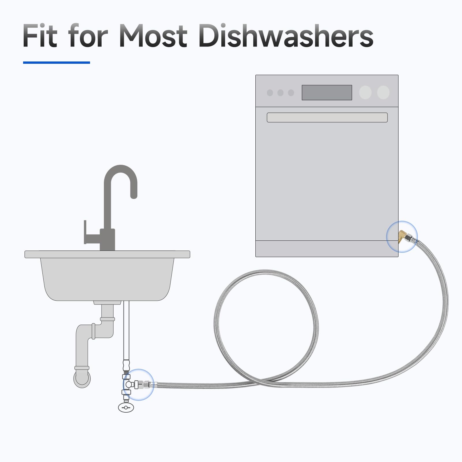 10 FT Stainless Steel Dishwasher Installation Kit with 3/8