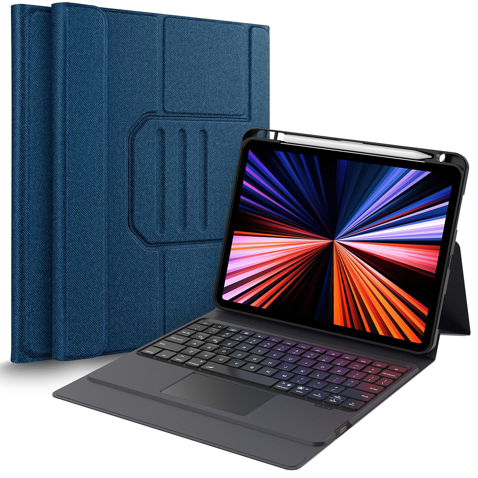 Bokeer Shockproof Keyboard Case for iPad Pro 11 (3rd Gen 2021) & iPad Air 4 - Auto Wake/Sleep, Apple Pencil Wireless Charging - Perfect for Work, Study & Travel Protection
