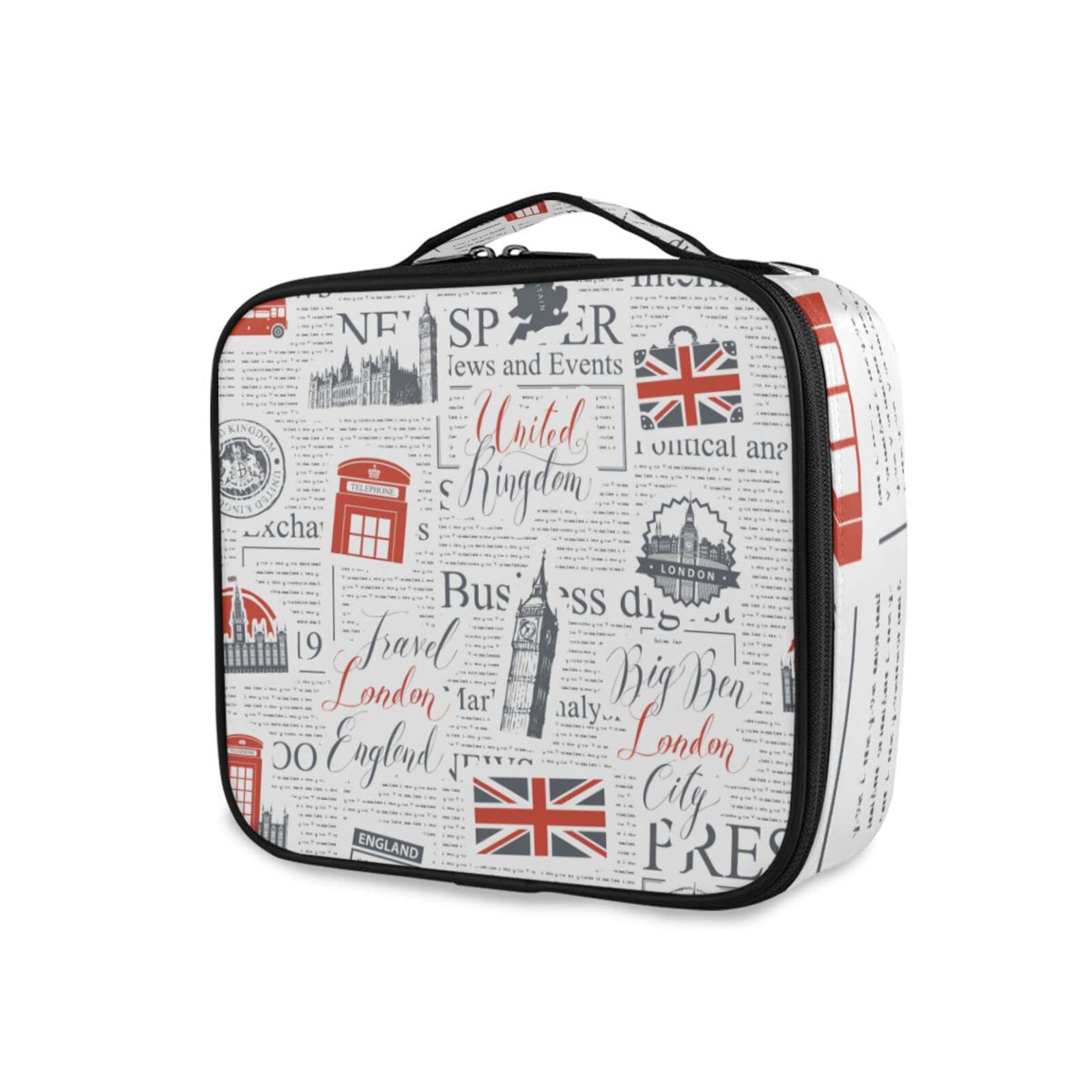 Portable Travel Makeup Bag with Adjustable Dividers - Cosmetic Organizer Case for Women & Girls | Perfect for UK Travel, London Trips & Daily Storage