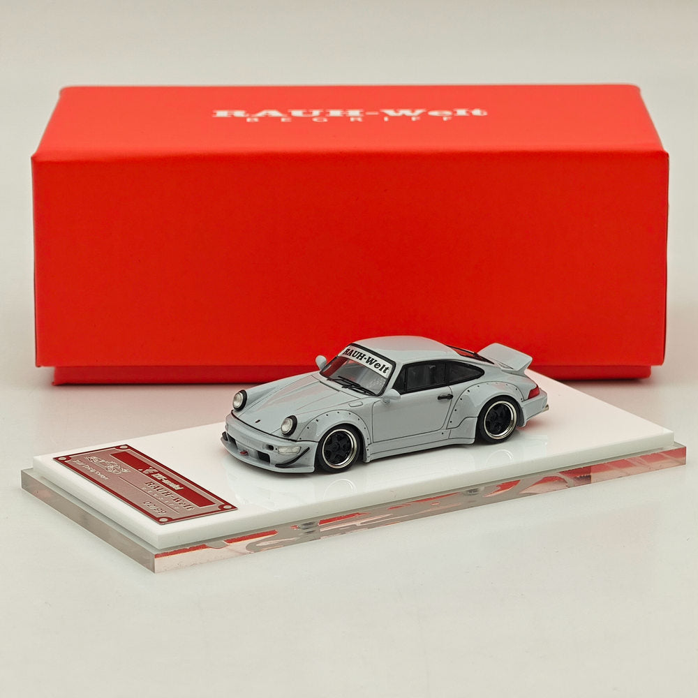 1/64 Scale Porsche 964 RWB RAUH Welt BEGRIFF Cement Gray Resin Diecast Model Car - Limited Edition Collectible Auto Gift for Car Enthusiasts & Display Showcase