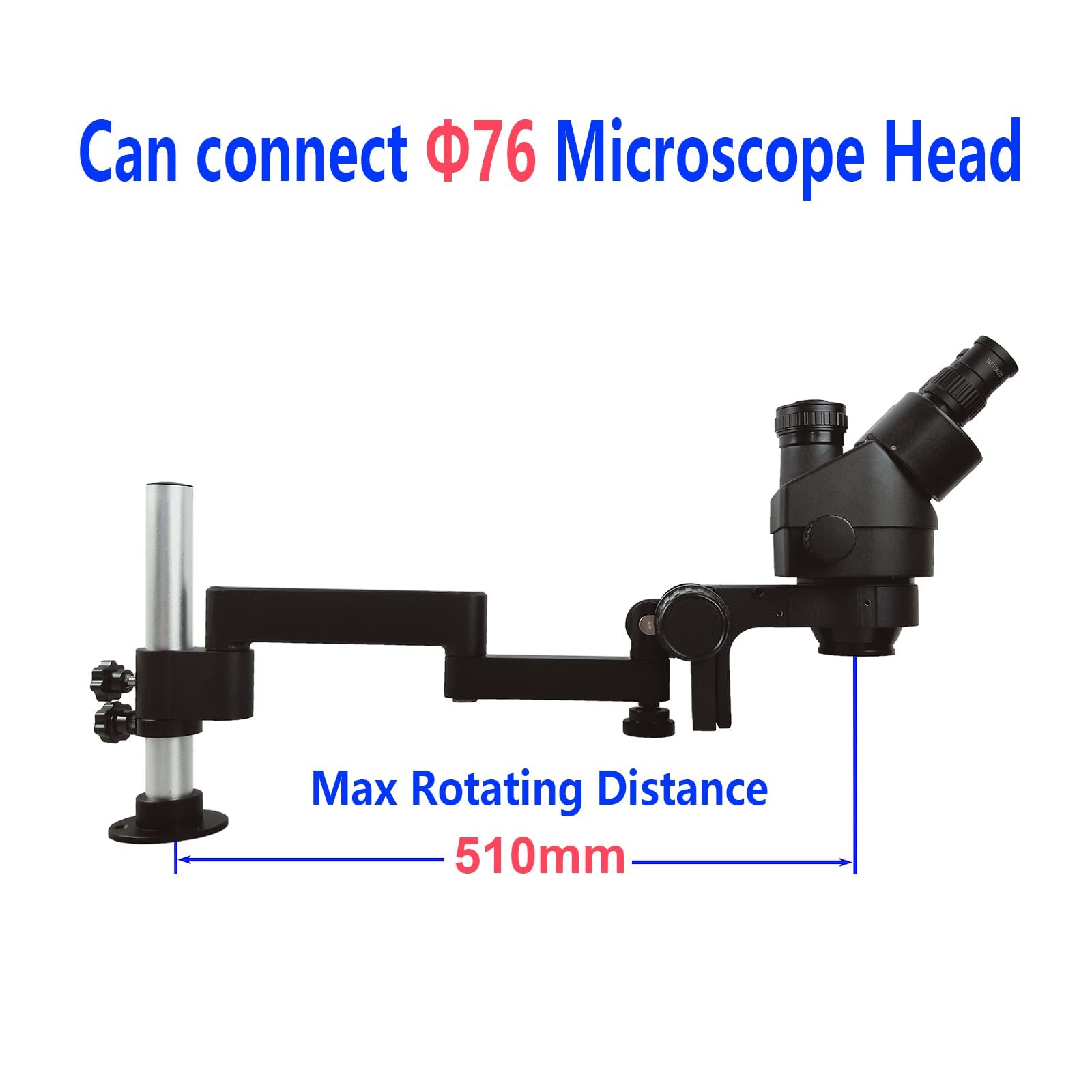 Professional Microscope Articulating Universal Rotatable Arm Stand with Clamp - Compatible with Stereo Trinocular Microscopes, HDMI Camera & Phone Repair Tools (Black) | Ideal for Electronics Soldering, Jewelry Making & Lab Research