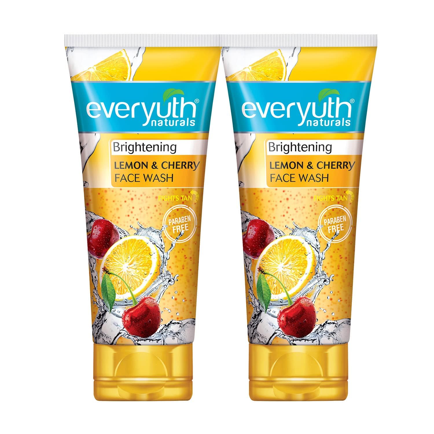 Everyuth Naturals Brightening Lemon & Cherry Face Wash - Deep Cleansing, Oil Control & Tan Reduction for All Skin Types | 100% Soapfree, Paraben Free | Removes Dirt & Oil | 150g (Pack of 2) | Perfect for Daily Skincare Routine & Summer Tan Removal