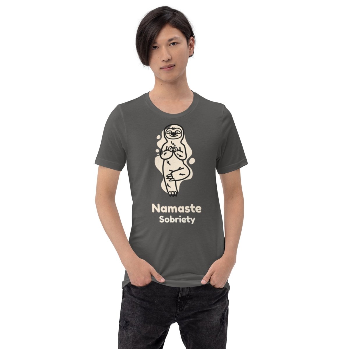 Namaste Sobriety Tranquility Sloth Unisex T-Shirt - Yoga Meditation & Mindfulness Apparel for Men and Women