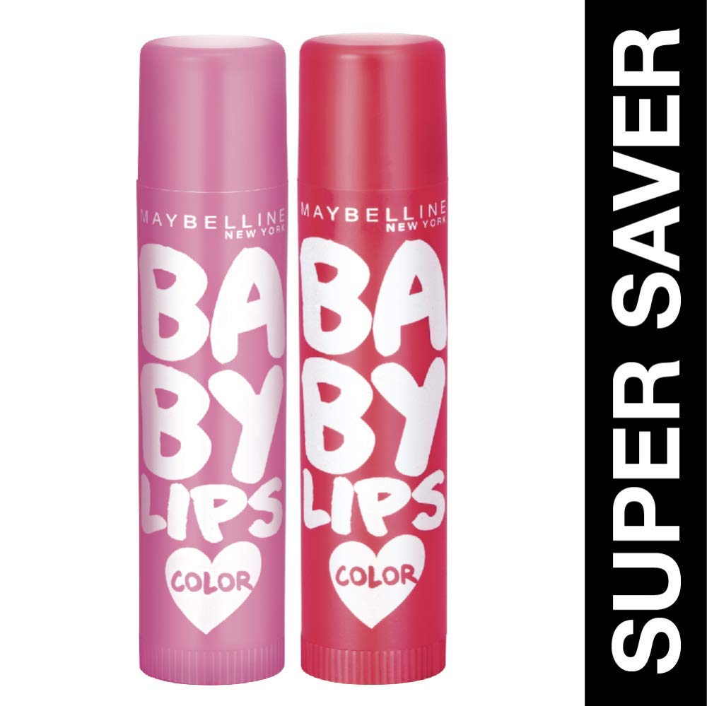 Maybelline New York Baby Lips Lip Balm - Cherry Kiss & Pink Lolita (Pack of 2) | 4g & 31.2g | Moisturizing Lip Care for Dry Lips | Perfect for Daily Use, School, Work & Travel