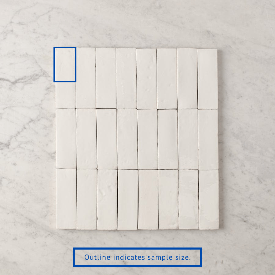 Noosa Gloss Zellige White Tile Sample - Premium Ceramic Wall & Floor Tile for Kitchen, Bathroom & Backsplash