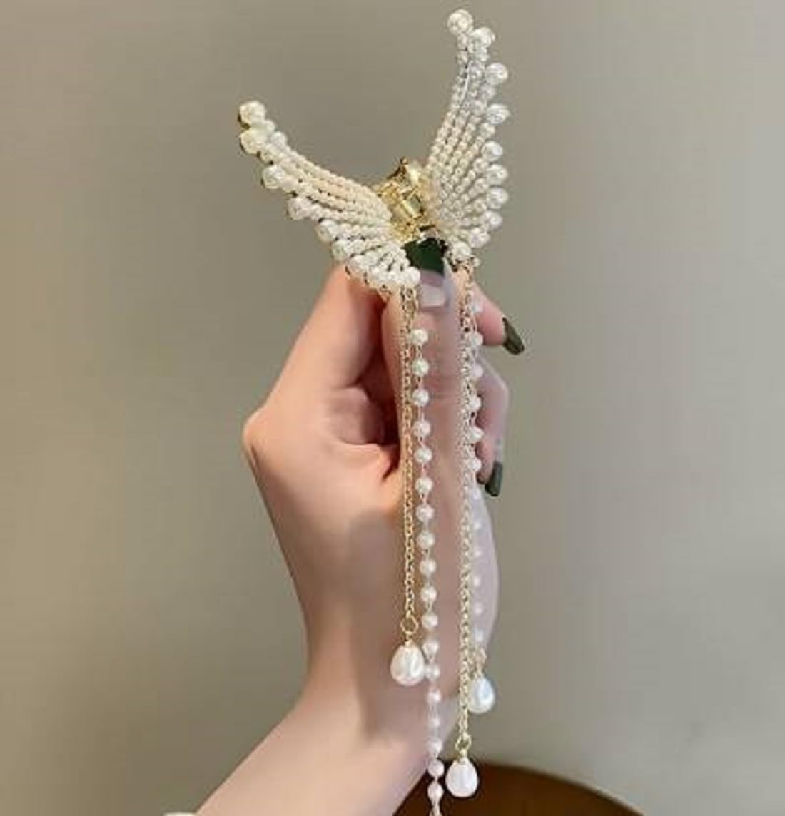 Elegant Rhinestone Hair Claw Clip - Large Pearl Hair Clutch for Women | Strong Hold Hair Accessories for Bun, Ponytail & Updo | Perfect for Weddings, Parties & Everyday Styling