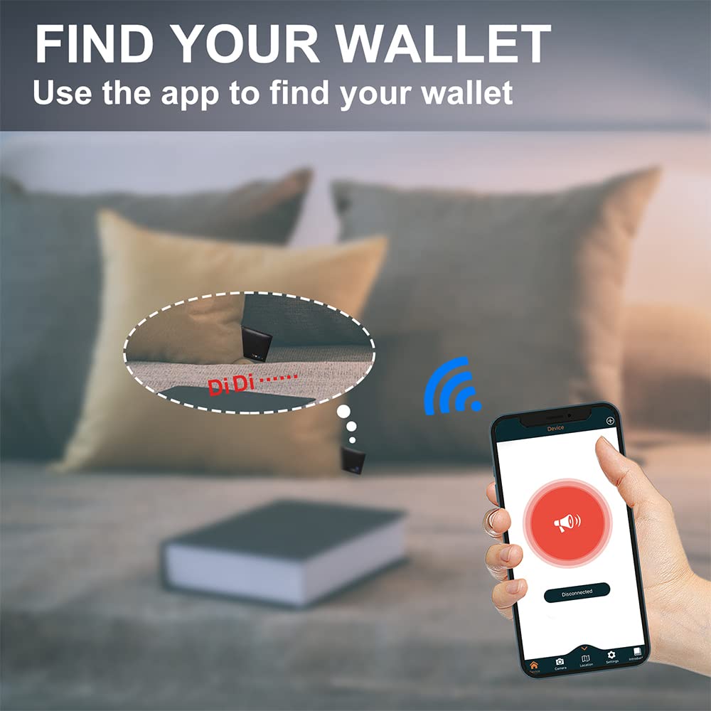 Smart Bluetooth Wallet Tracker for Men - RFID Blocking Leather Credit Card Holder with ID Window & Coin Pocket (Black) - Perfect for Travel, Business & Everyday Use