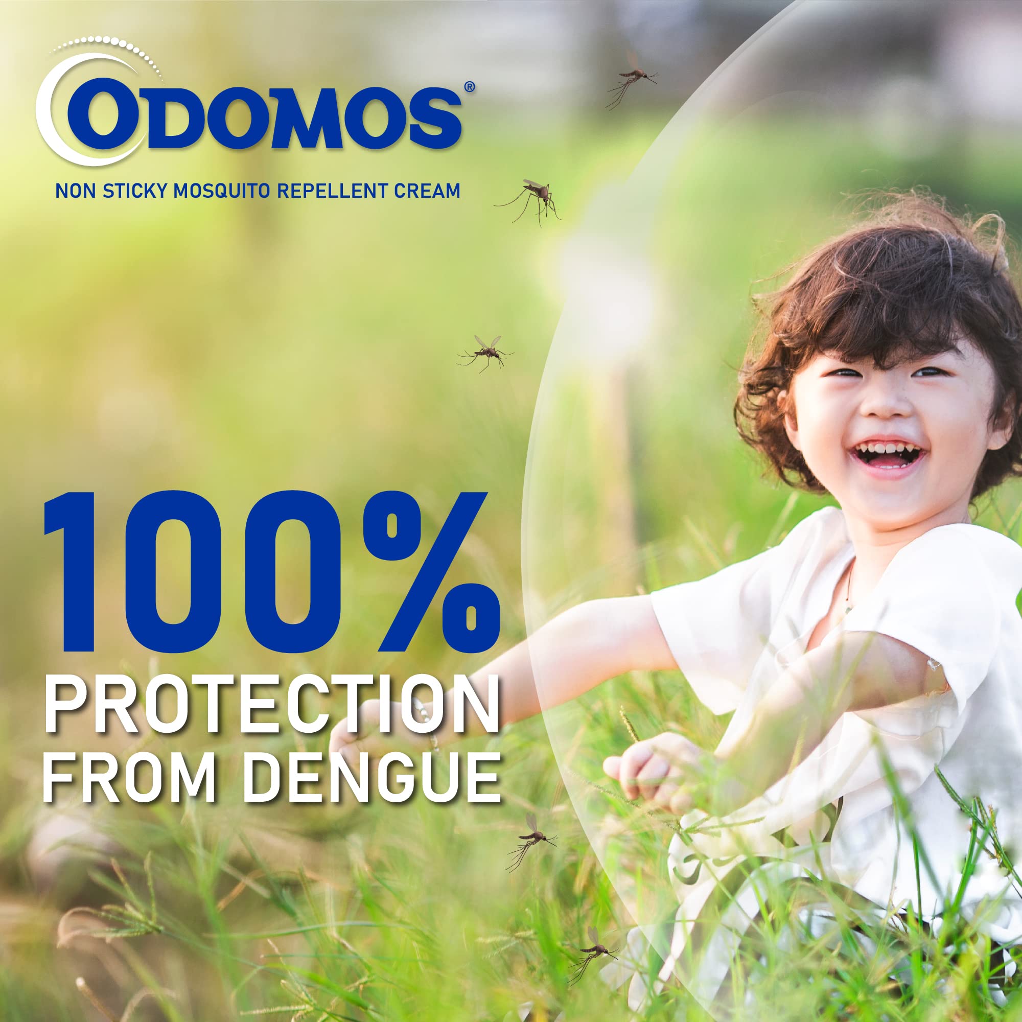 Dabur Odomos Non-Sticky Mosquito Repellent Cream with Vitamin E & Almond Oil - 100g | Natural Protection for Outdoor, Camping & Travel | DEET-Free Formula for Kids & Adults