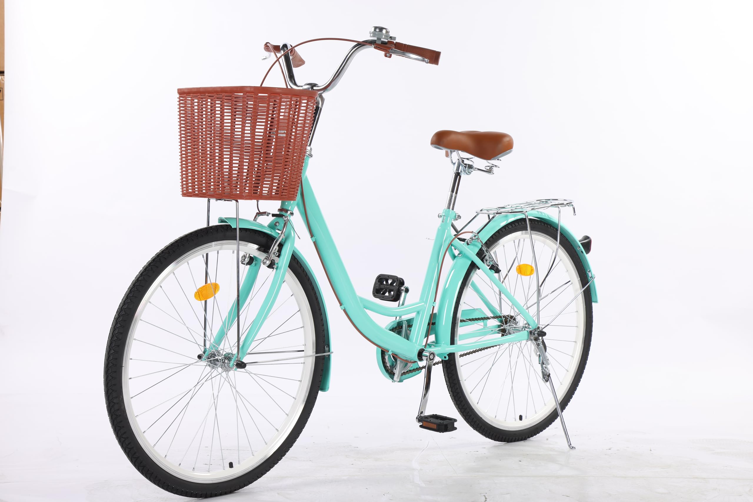GARVEE 26 Inch Women's Beach Cruiser Bike with Basket - 1 Speed Step-Through Commuter Bicycle for Adults, Adjustable Seat & Comfortable Frame, Green - Perfect for Beach Rides, City Commuting & Leisure Cycling