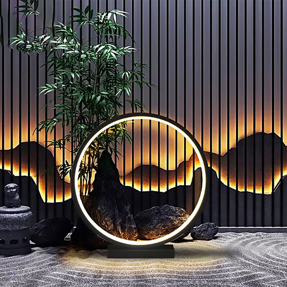 LED Outdoor Pillar Light - Waterproof Garden Post Light for Lawn, Landscape, Deck & Courtyard | Creative Circle Design | Durable Rainproof Street Lamp for Pathways & Driveways