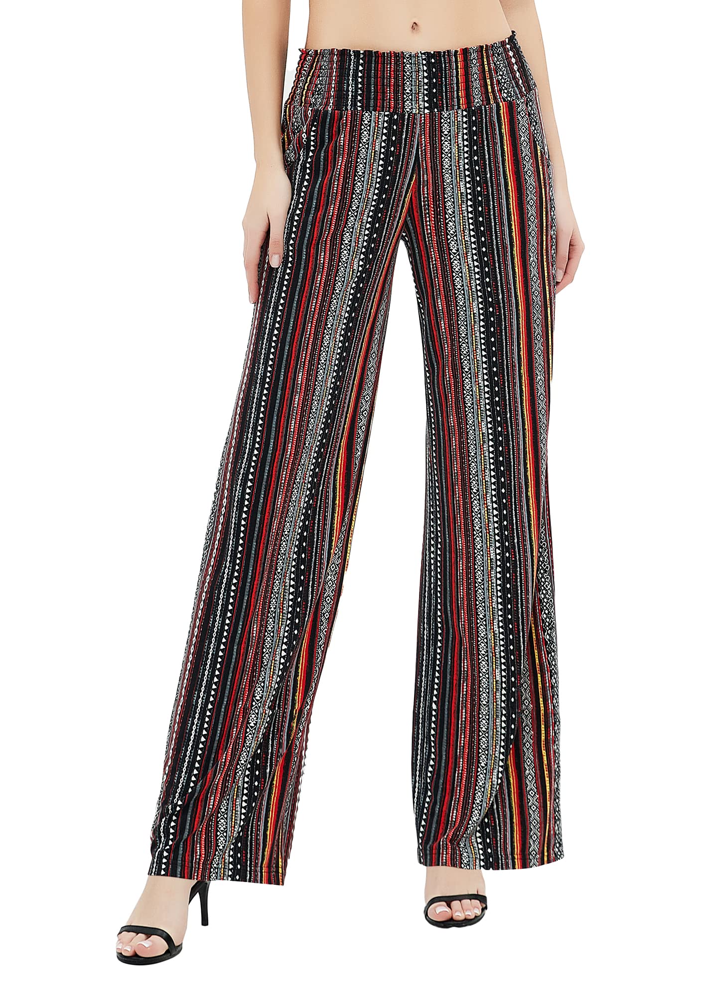 Urban CoCo Women's Boho Palazzo Pants - Wide Leg Beach Lounge Pants with Pockets | High Waisted Comfort Pants for Summer, Vacation & Yoga