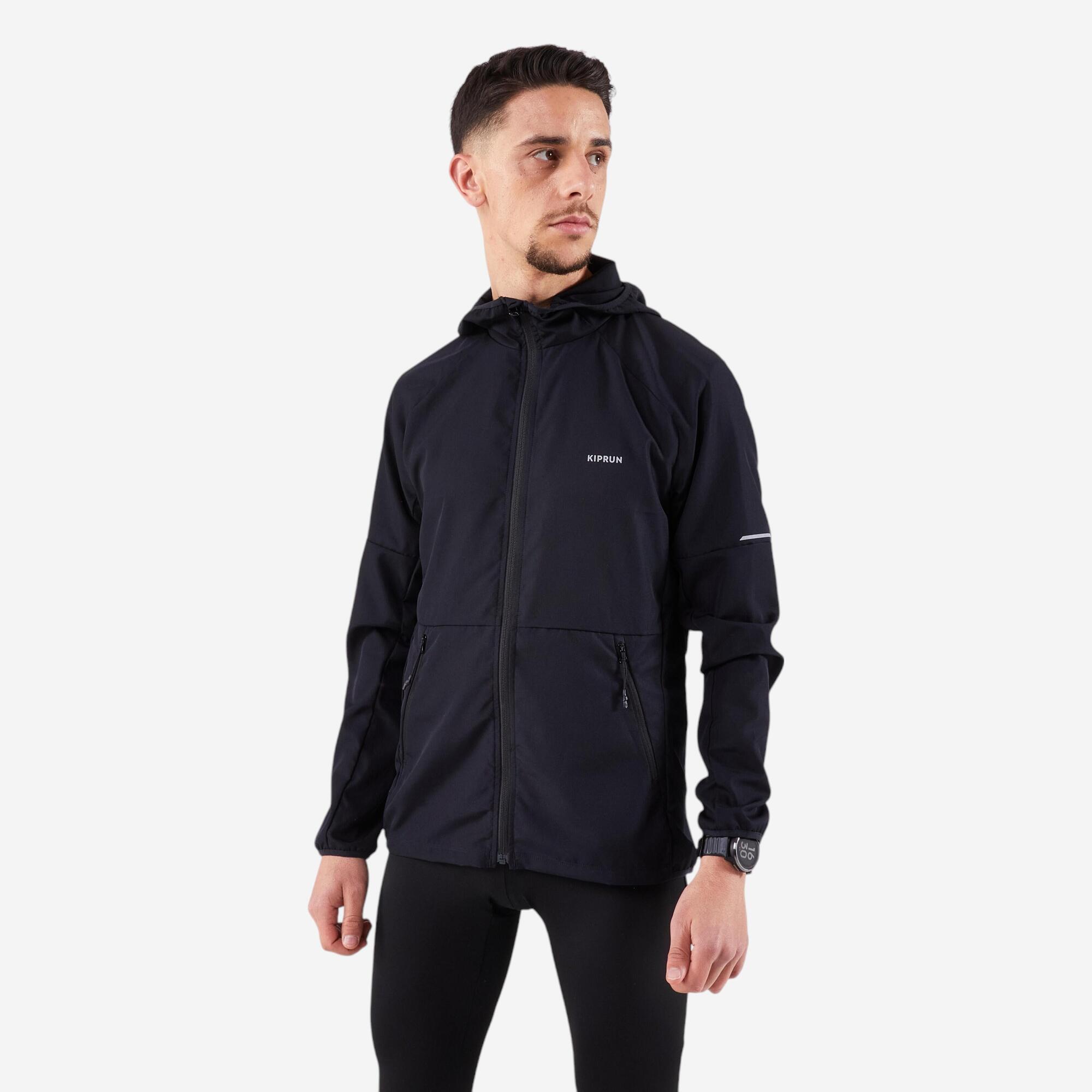 Kiprun Men's Run 100 Windproof Running Jacket - Lightweight Water-Resistant Trail Running Coat for Outdoor Jogging & Hiking in Cold Weather