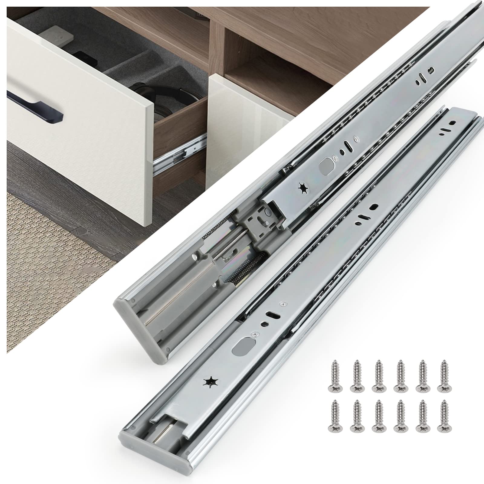Homdiy 22 Inch Soft Close Drawer Slides - 6 Pairs Full Extension Heavy Duty Ball Bearing Cabinet Slides (100 LB Capacity) - Perfect for Kitchen Cabinets, Dressers & Furniture Upgrades