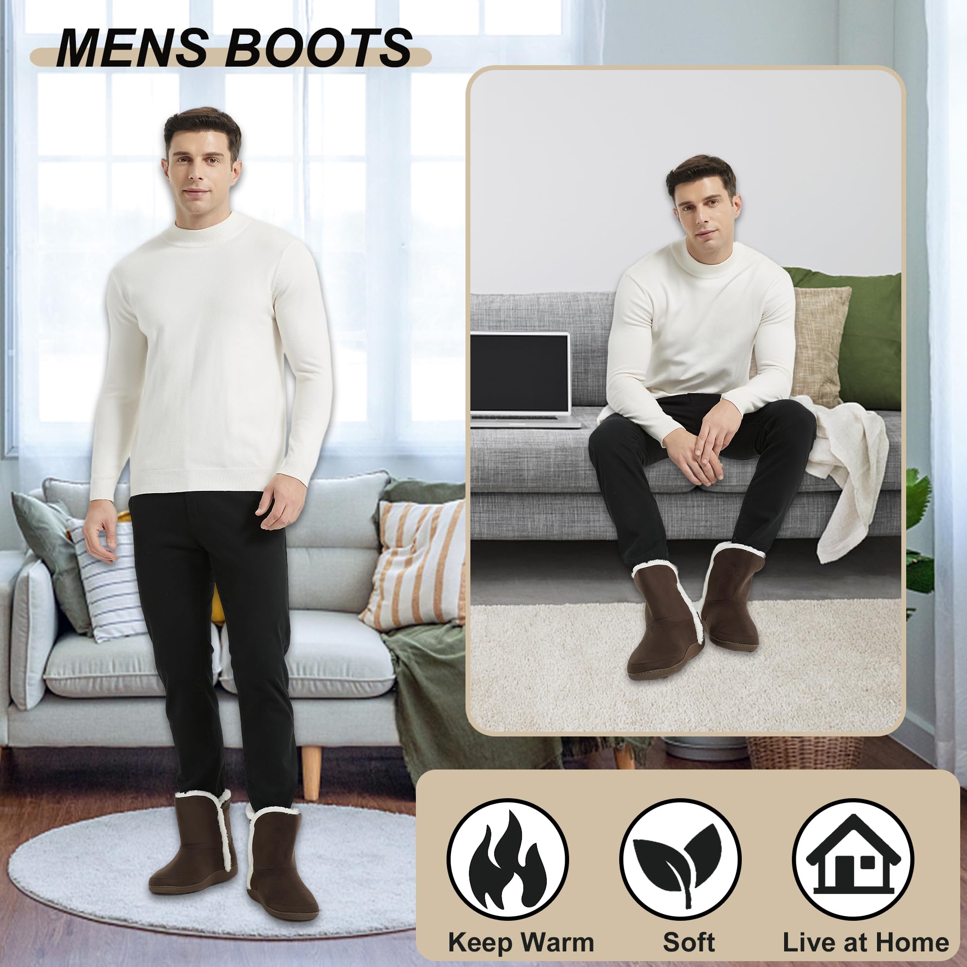 Men's Memory Foam Winter Slippers - Soft Warm Indoor House Shoes for Home Comfort - Perfect for Lounging, Relaxing & Cold Weather Wear