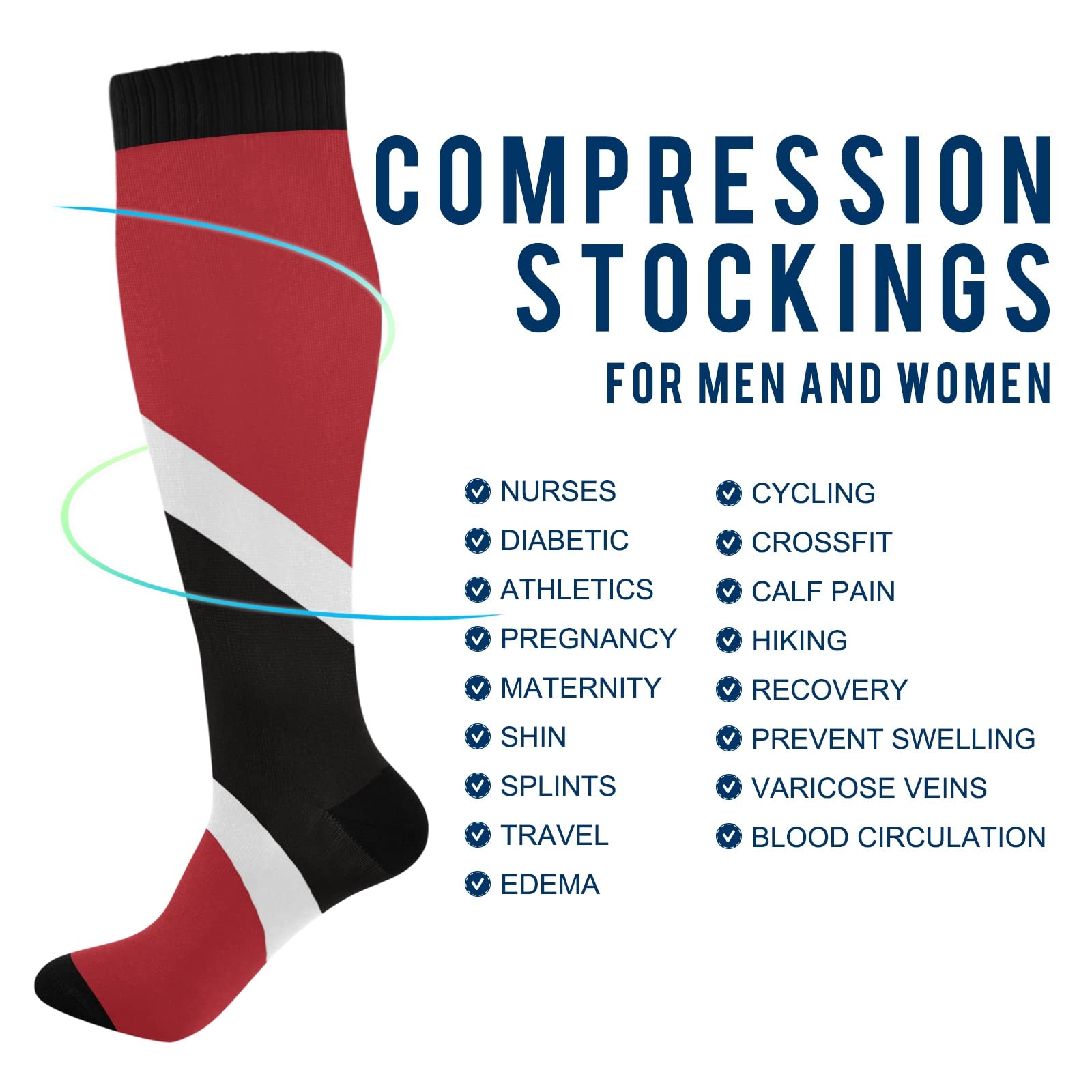 BGXW Compression Socks for Women & Men - 15-20 mmHg Graduated Support, Knee High Calf Socks (1 Pair) - Ideal for Running, Travel, Nursing & Varicose Vein Relief