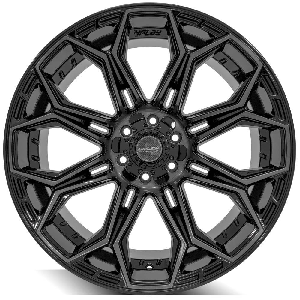 4Play Gen3 4P83 22x12.0 Gloss Black Wheels with Brushed Face & Tinted Clear - 44 Offset, 6x139.7/6x135mm Bolt Pattern, 106.1mm Hub - Perfect for Off-Road Trucks, SUVs, and Custom Builds