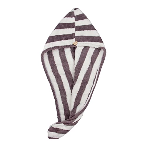 Streak Street Microfiber Hair Wrap Towel - Chocolate Stripes | Super Absorbent & Quick Dry Hair Towel for Women | Perfect for Post-Shower, Salon Styling & Travel