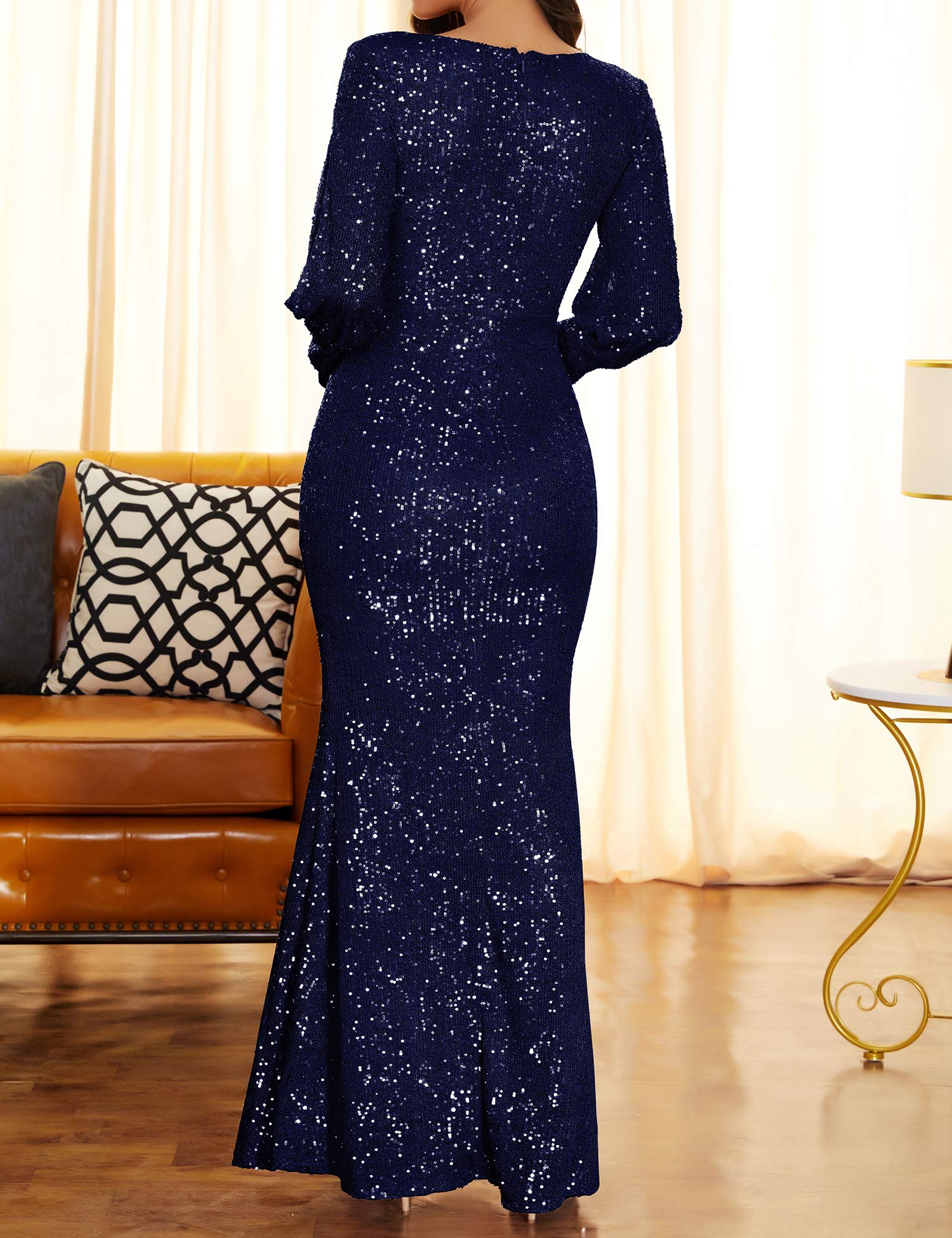 Elegant 1920s Sequin Mermaid Cocktail Dress - Women's Long Sleeve Formal Evening Gown for Wedding, Party & Special Occasions | Vintage Inspired Flapper Style Prom Dress