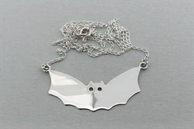 Bat Necklace - Polished Sterling Silver Jewelry for Women, Gothic & Halloween Fashion Accessory - Perfect for Parties, Cosplay & Everyday Wear