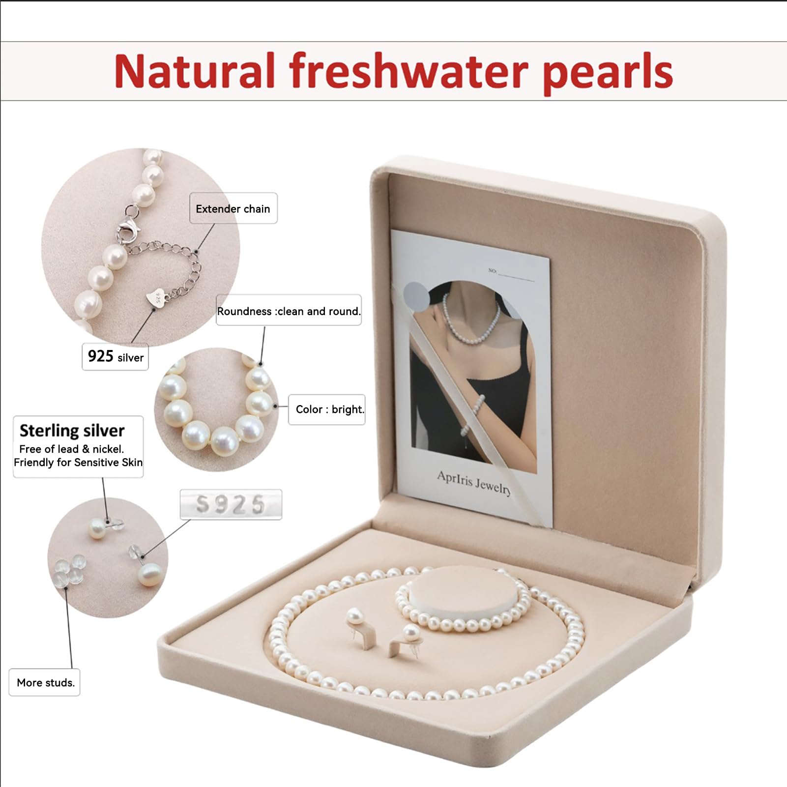 Elegant Freshwater Pearl Jewelry Set for Women - 3 Piece Pearl Necklace, Earrings & Bracelet | Perfect for Weddings, Parties & Formal Events