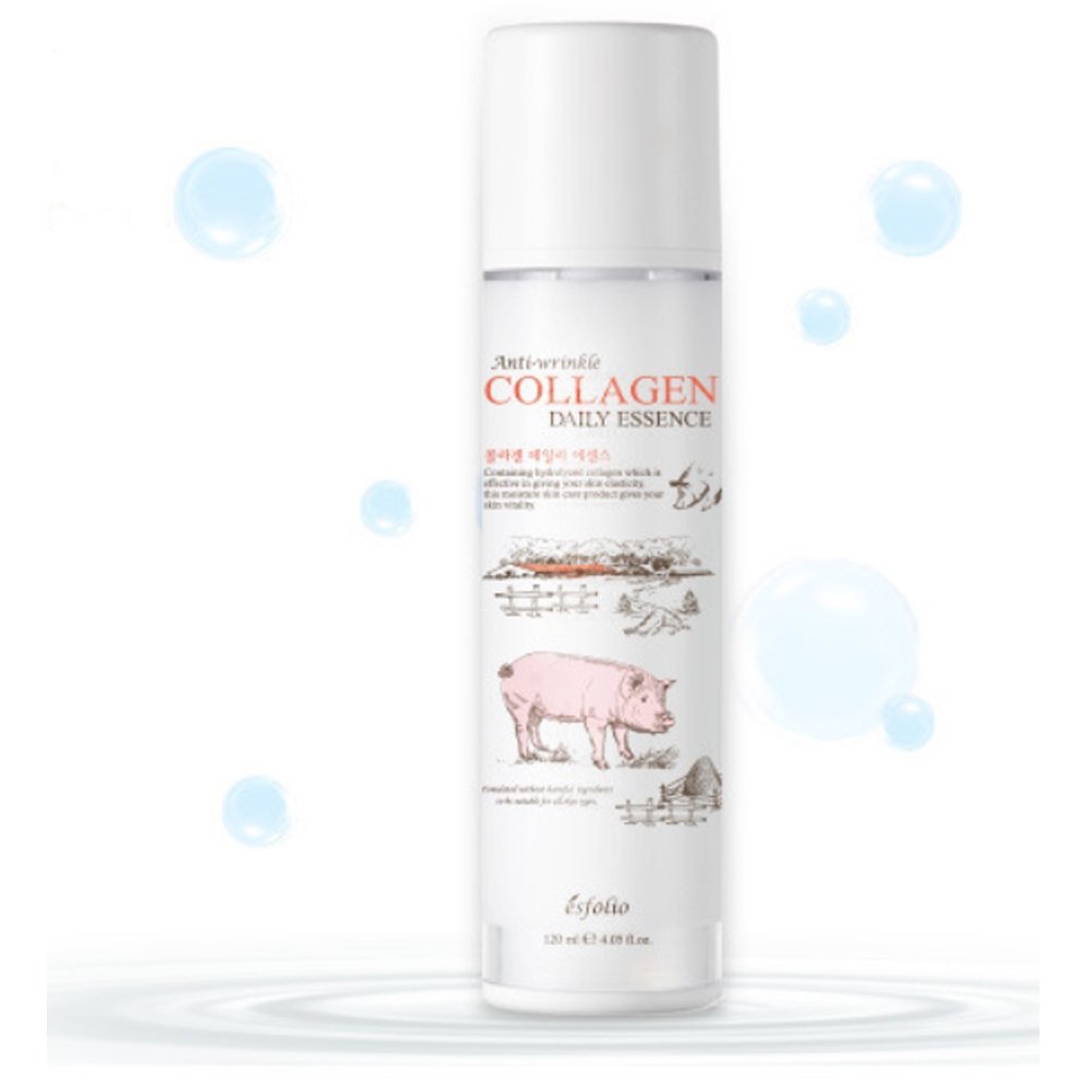 Esfolio Collagen Daily Essence – Hydrating & Firming Face Serum for Anti-Aging | Korean Skincare with Hydrolyzed Collagen | Moisturizing Treatment for Dry, Oily & Sensitive Skin | 4.05 FL OZ | Perfect for Daily Skincare Routine & Nighttime Hydration