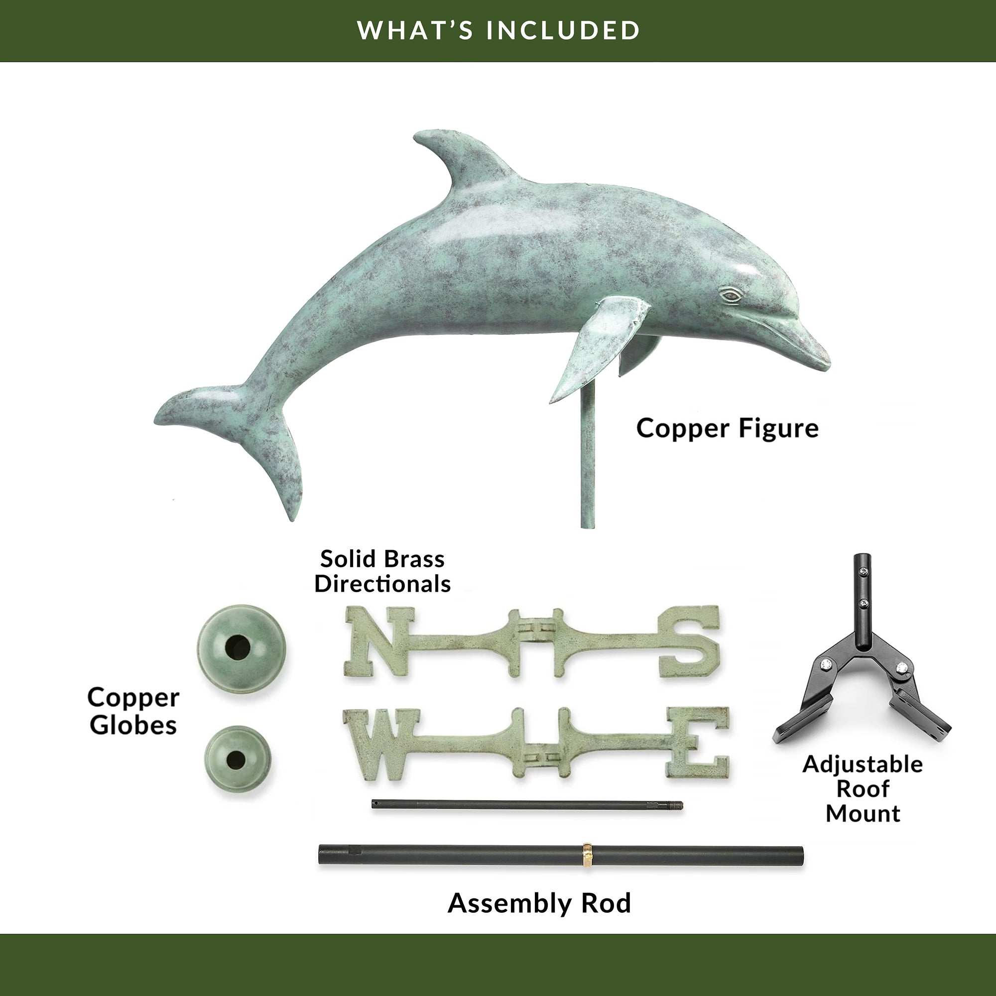 Handcrafted Dolphin Weathervane for Outdoor Decor - Coastal & Nautical Themed Garden, Roof, or Yard Ornament | Perfect for Beach Houses, Coastal Homes & Marine Enthusiasts