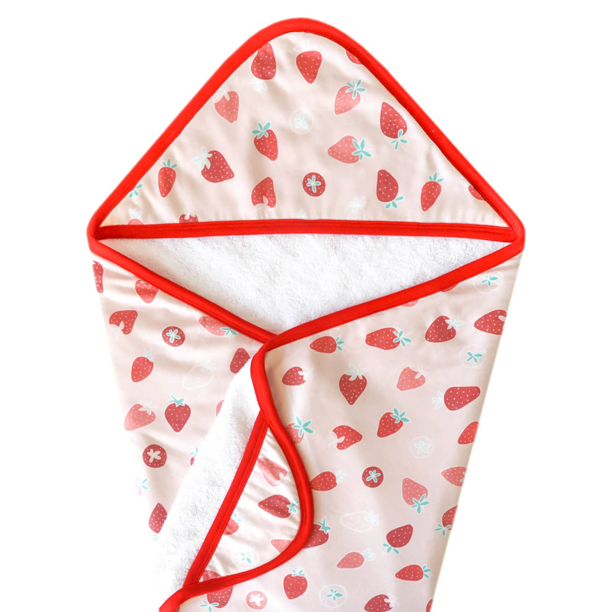 Premium Baby Knit Hooded Towel - Soft & Absorbent Strawberry Design for Newborns & Toddlers - Perfect for Bath Time, Swimming & After-Spa Care