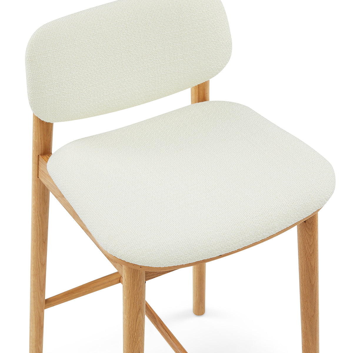 Lando Fabric Bar Stool - Oak Wooden Counter Height Stool with Padded Seat | Perfect for Kitchen Islands, Breakfast Bars & Home Decor