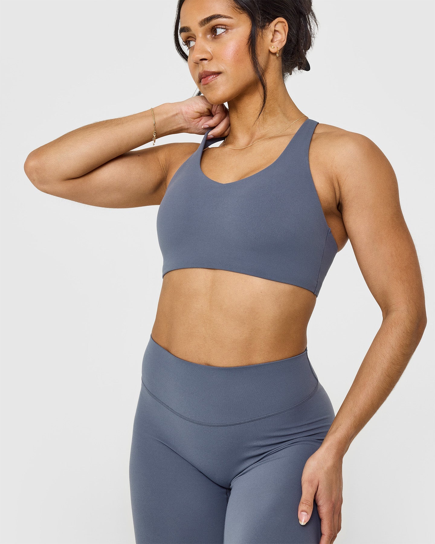 SoftMotion™ High Support Sports Bra for Women - Breathable & Comfortable Workout Top in Granite Blue | Perfect for Running, Yoga & Gym